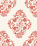 Classic Red Floral Scroll Pattern Rug