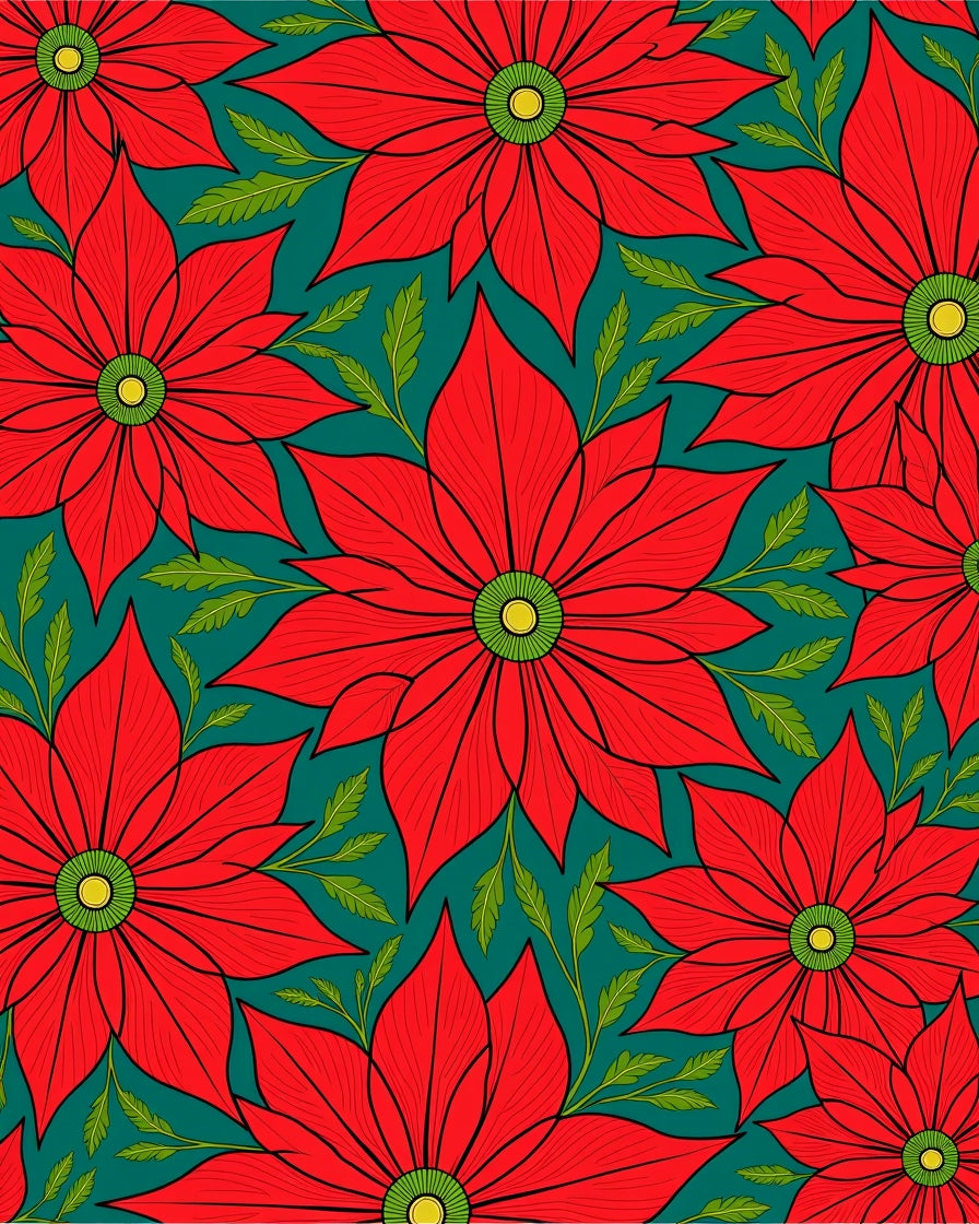 Bold Red Floral Pattern Rug
