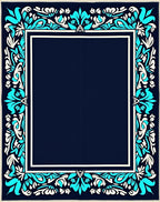 Deep Blue Floral Border Rug