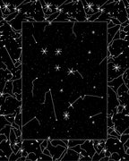 Cosmic Star Constellation Black White Rug