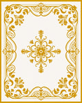 Ornate Floral Gold Border Design Rug