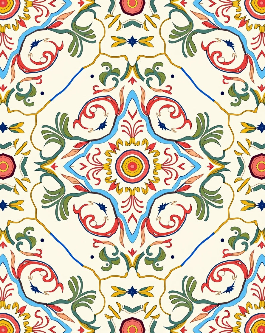 Colorful Floral Medallion Patterned Rug