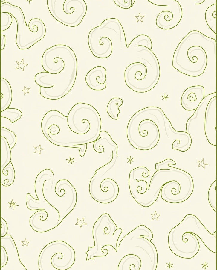 Whimsical Swirls Stars Pattern Rug