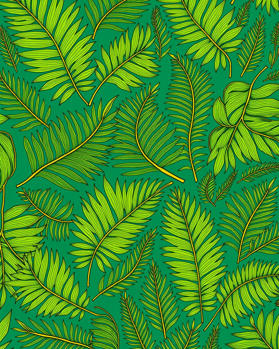 Lush Green Tropical Foliage Rug