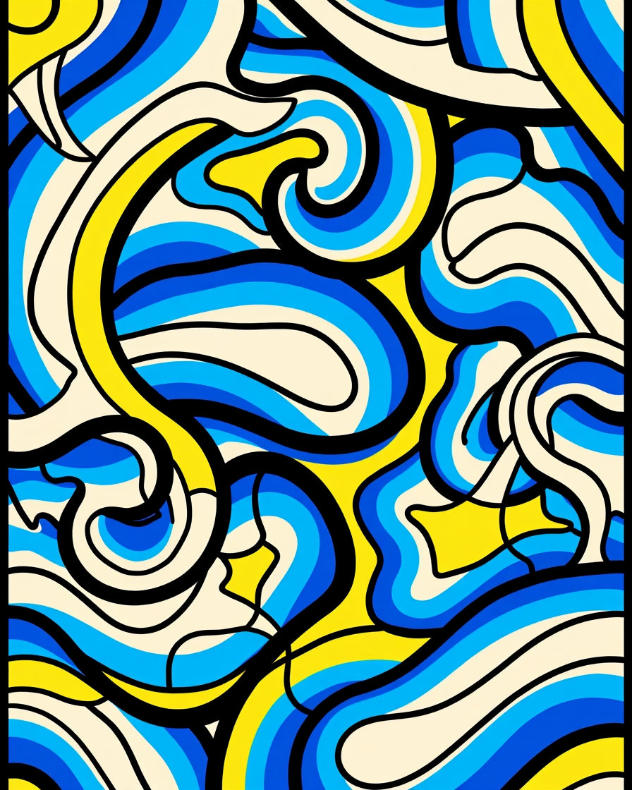 Swirling Waves Graphic Design Rug