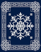 Deep Blue Mandala Snowflakes Frame Rug