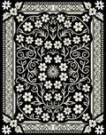 Ornate Floral Vine Black Cream Rug