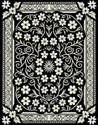 Ornate Floral Vine Black Cream Rug