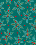 Green Teal Palm Leaf Red Berry Rug
