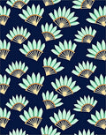 Mint Fan Pattern Navy Rug