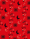 Stylized Red Rooster Snowflake Pattern Rug