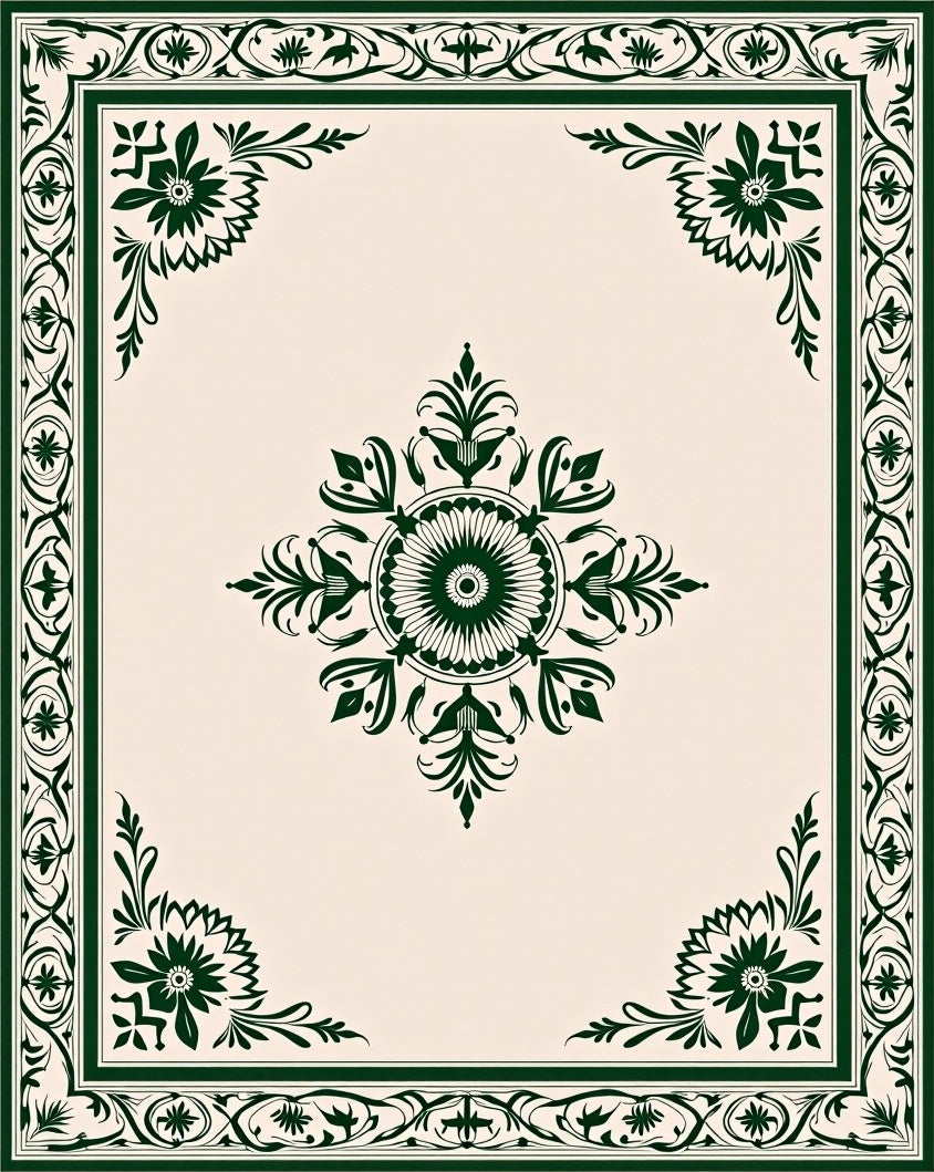 Classic Floral Medallion Square Rug