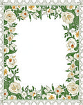 Elegant Floral Border With Cream Green Blooms Rug