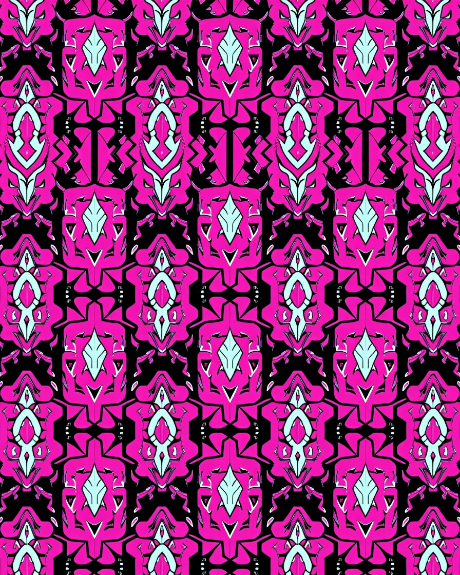 Pink Black Abstract Geometric Pattern Rug