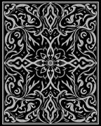 Intricate Black Grey Floral Symmetry Rug