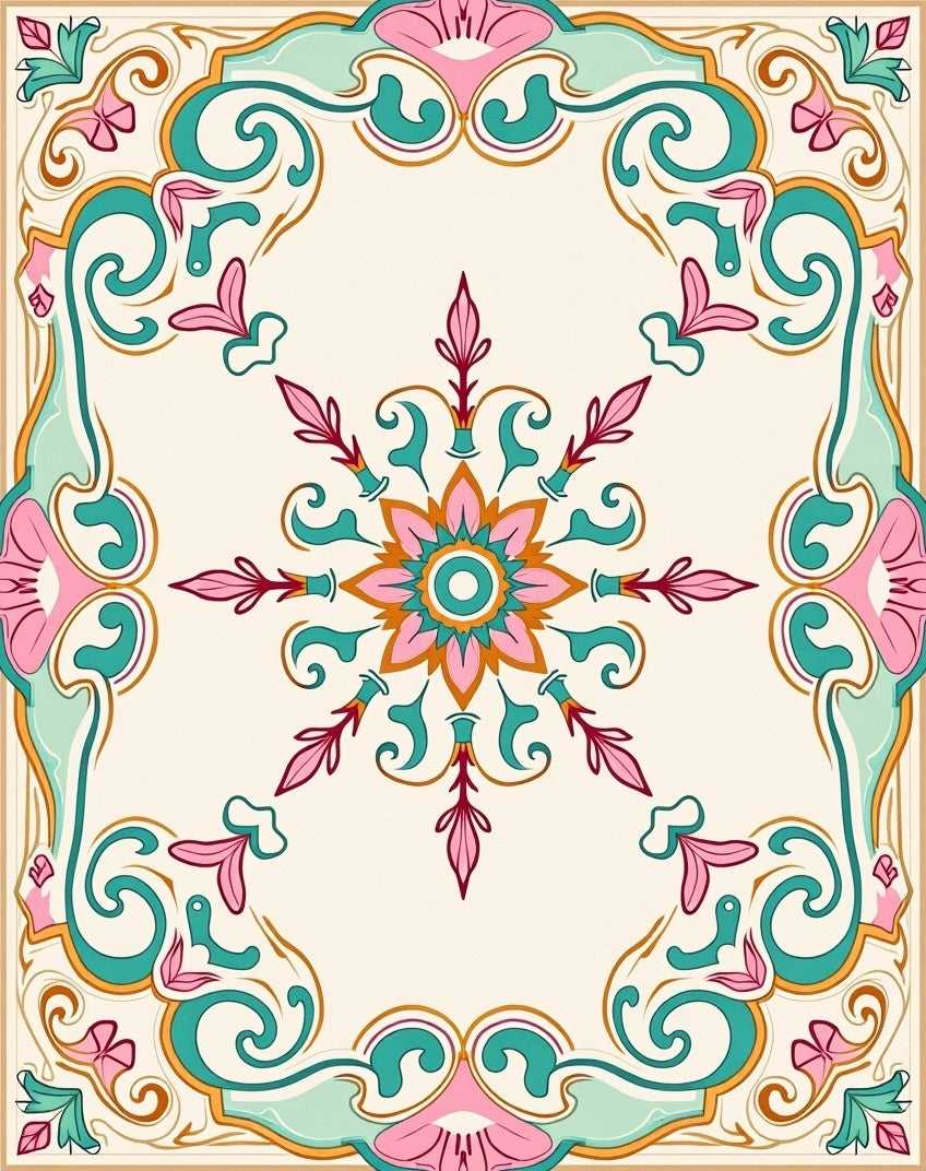 Vintage Floral Swirl Medallion Rug