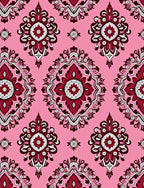 Damask Floral Pink And Burgundy Rug