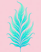 Aqua Feather Botanical Art Rug