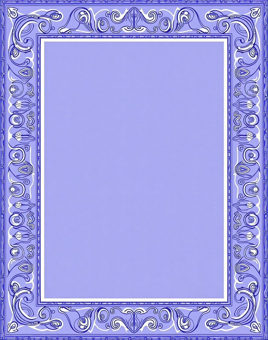 Ornate Blue White Floral Frame Rug