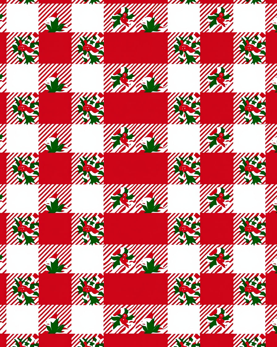 Classic Red White Gingham Festive Rug