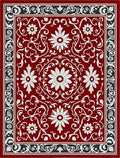Rich Red Floral Scroll Work Rug