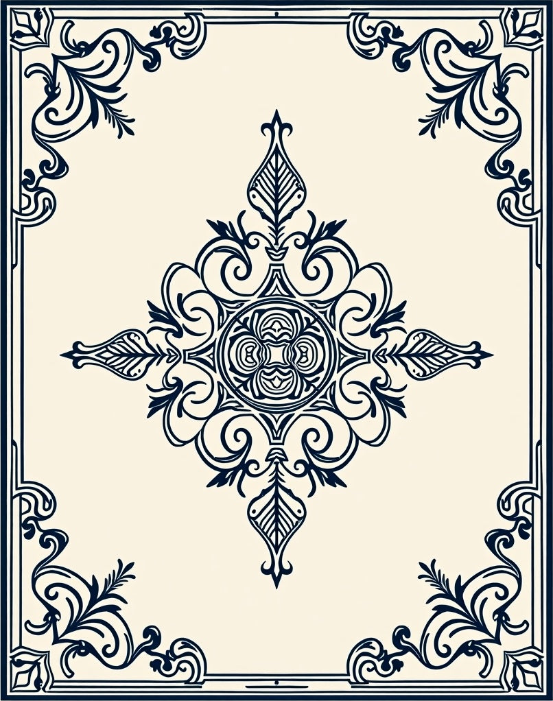 Ornate Floral Symmetry Design Rug