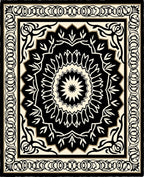 Intricate Black White Mandala Pattern Rug