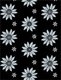 Black Pale Blue Floral Pattern Rug