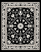 Classic Black White Floral Pattern Rug
