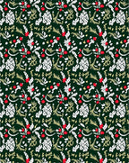 Dark Forest Red White Leaf Accents Rug