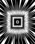 Black White Radial Square Pattern Rug