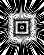 Black White Radial Square Pattern Rug