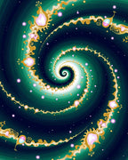 Emerald Galactic Swirl with Gold Accents Rug