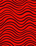 Bold Red Black Wavy Stripes Rug
