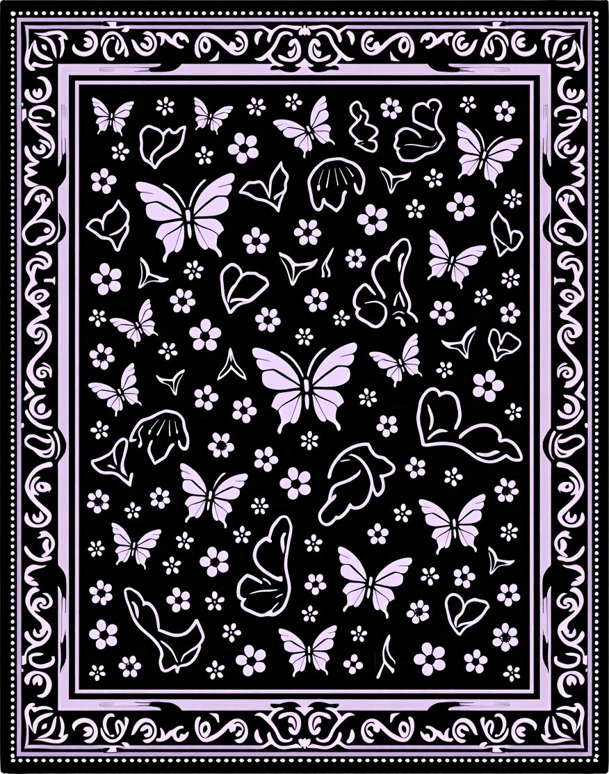Lilac Butterflies Floral Accents Rug