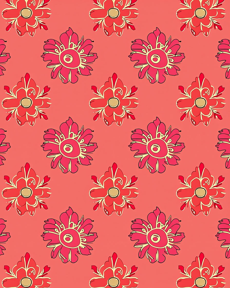 Bold Floral Motif Print Design Rug