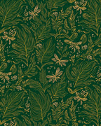 Golden Dragonfly Botanical Emerald Forest Rug