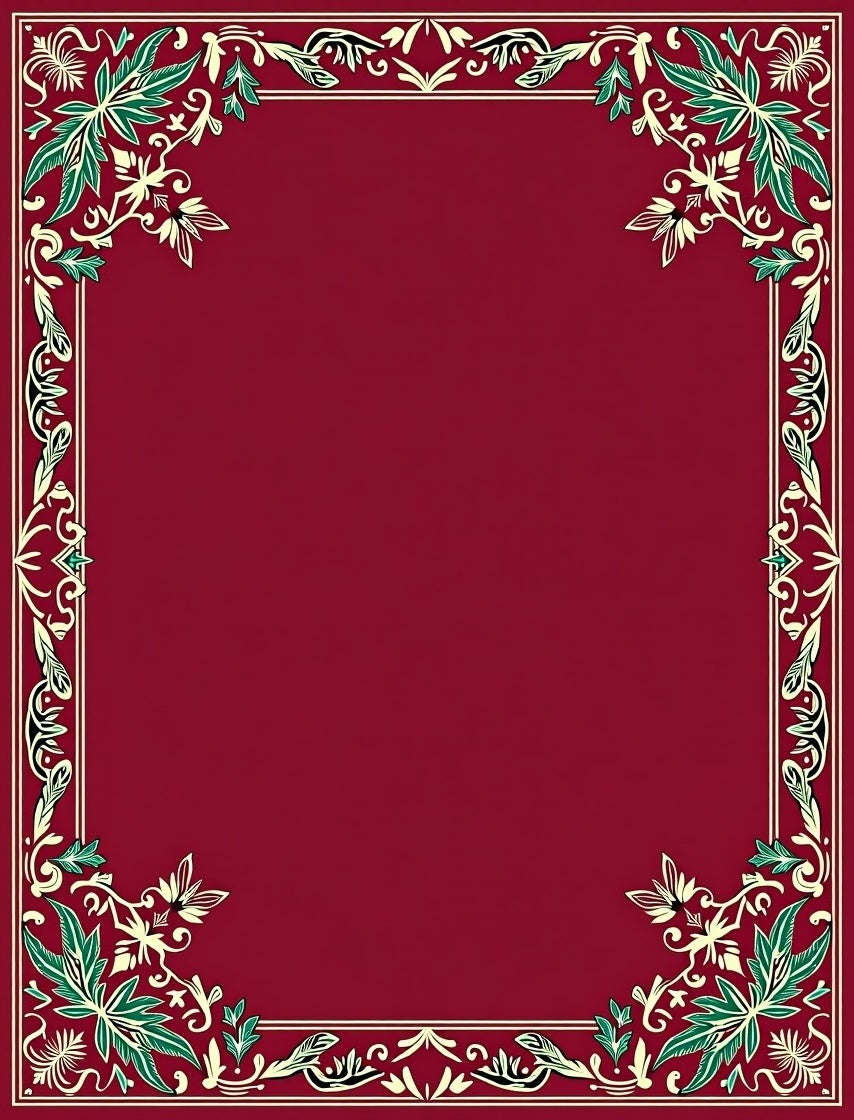 Ornate Leaf Vine Border Design Rug