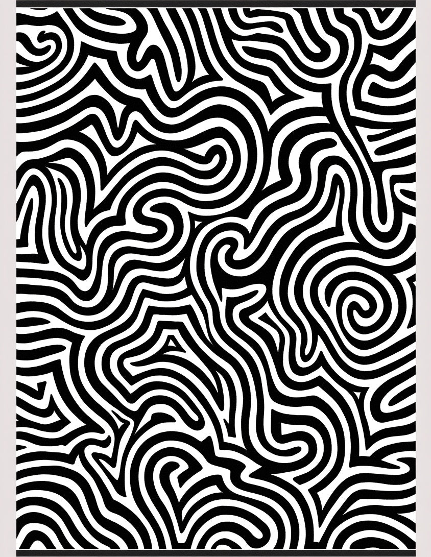 Abstract Black White Stripe Pattern Rug