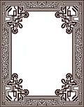 Intricate Black Maze Border Pattern Rug