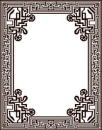 Intricate Black Maze Border Pattern Rug
