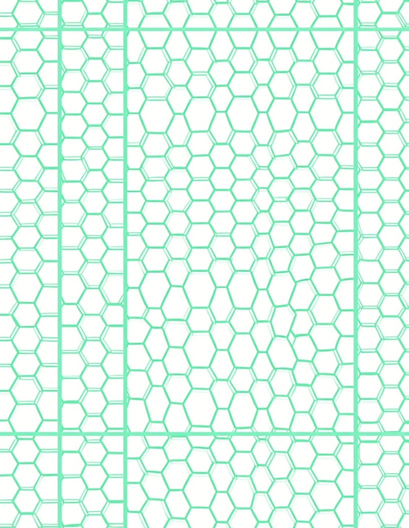 Mint Green Hexagonal Grid Pattern Rug