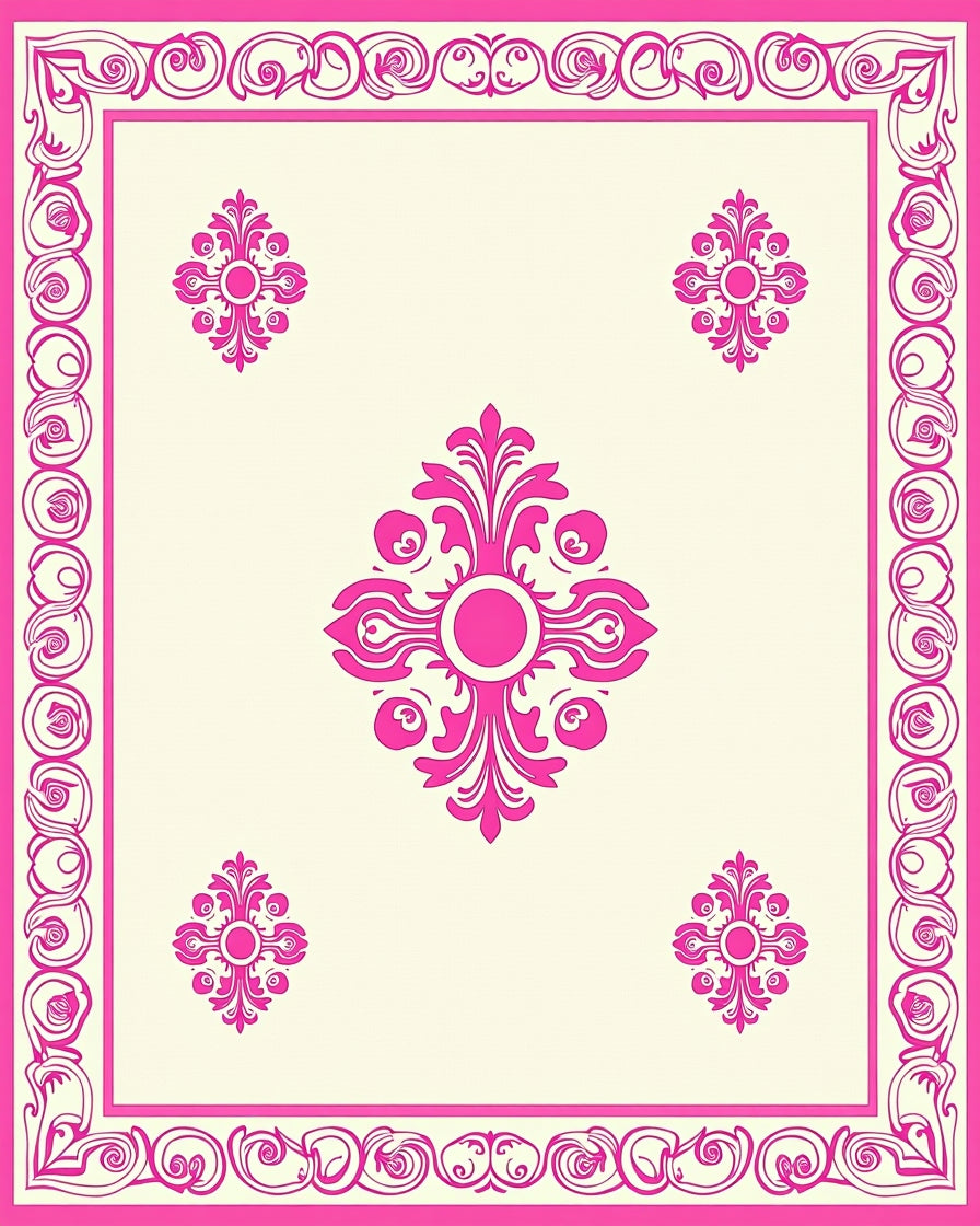 Vibrant Floral Motif Bordered Design Rug