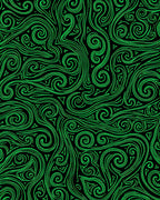 Green Swirls Waves Pattern Rug