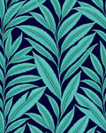 Teal Feathers Dark Navy Foliage Rug