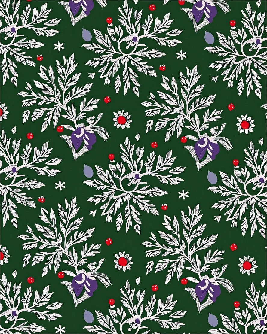 Nature Inspired White Floral Pattern Rug