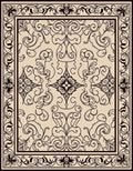 Ornate Scroll and Floral Pattern Rug