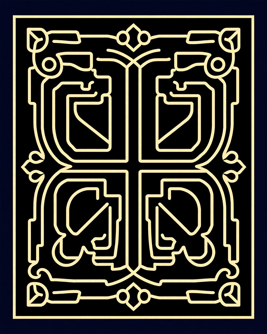 Detailed Line Art Geometric Ornament Design Rug