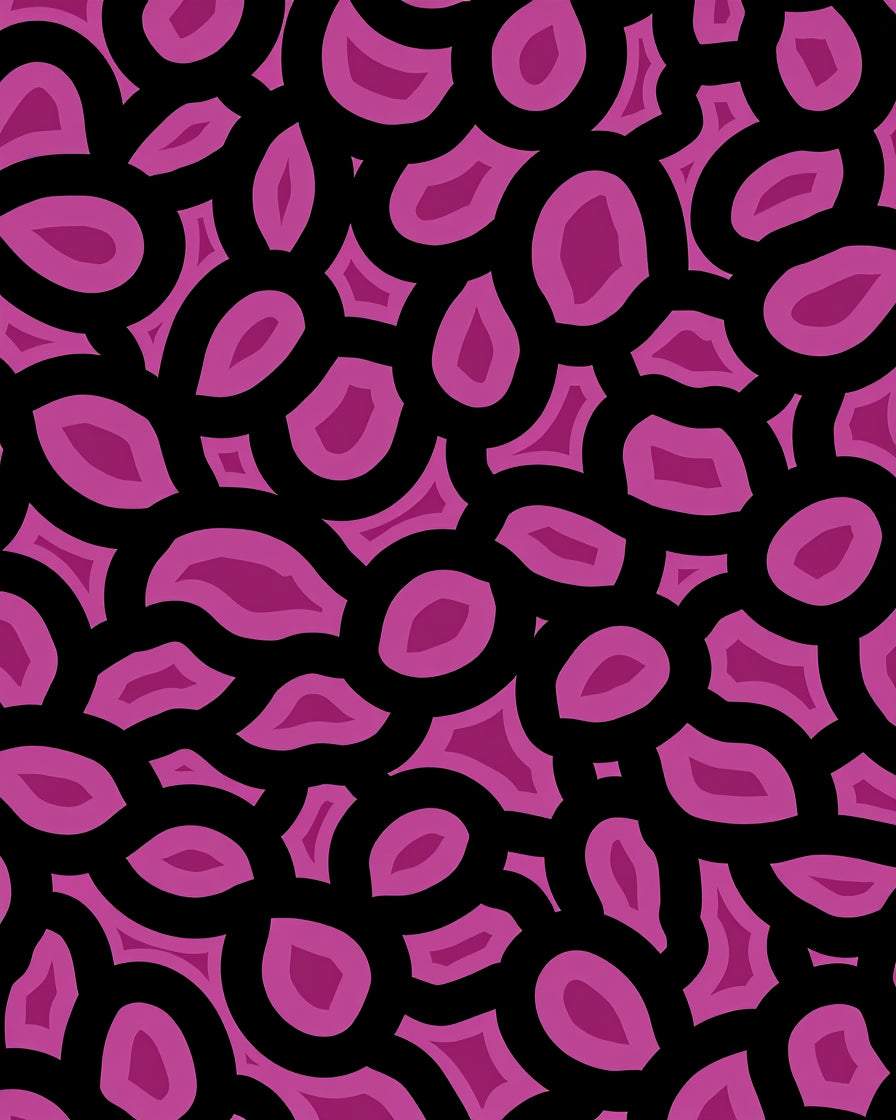 Abstract Pink And Black Shape Pattern Rug