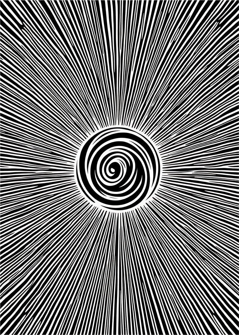 Radial Swirl And Stripes Design Rug